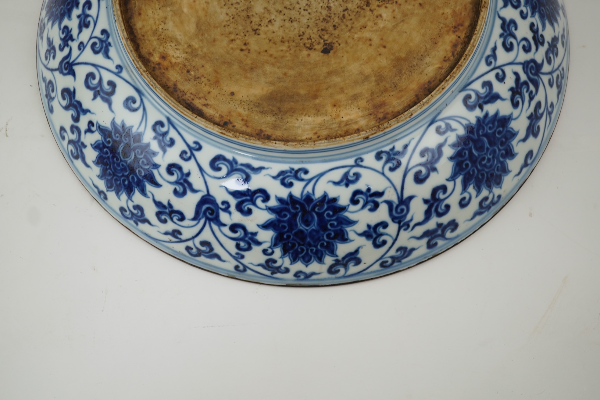 A Chinese blue and white 'Buddhist lions' dish, Ming Dynasty or later